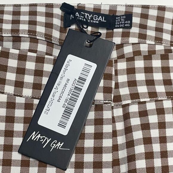 Nasty Gal Brown and White Check Ultra Wide Leg Trousers - Picture 4 of 8